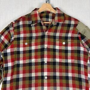 True Vintage Loop Collar 1930s/ 40s Thrashed Plaid Medium Flannel
